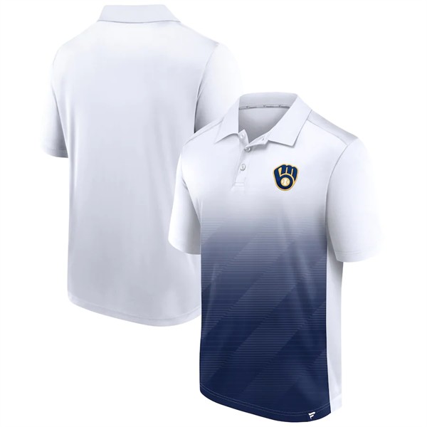 Men's Milwaukee Brewers White/Navy Iconic Parameter Sublimated Polo